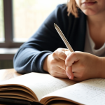 **

A person sitting at a desk, writing in a journal. Soft, natural light. The journal entry reflects a moment of emotional struggle related to a values-based decision. In the background, blurry images representing career opportunities and community involvement create a sense of conflict. Focus on conveying the internal conflict and self-reflection involved in identifying emotions.  Keywords: journal, emotional, decision, values, conflict, writing, reflection.

**