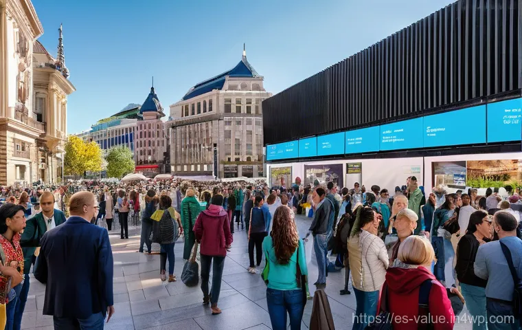 가치 기반 의사결정의 사례 공공기관의 결정 과정 - **Prompt 1: A Vibrant Plaza of Transparency and Citizen Engagement**
A wide, sun-drenched, bustl...